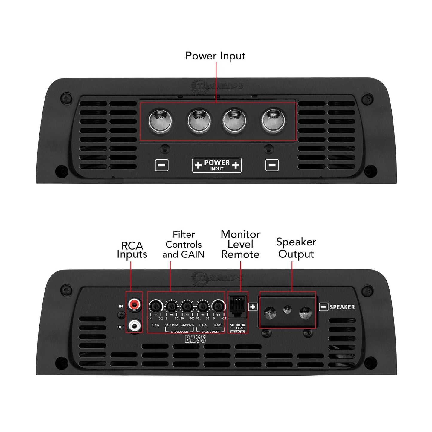 Amplificador Digital Monobloque Taramps Negro de 5000 Vatios Rms con Efectos RGB para Sistema de Audio de Coche