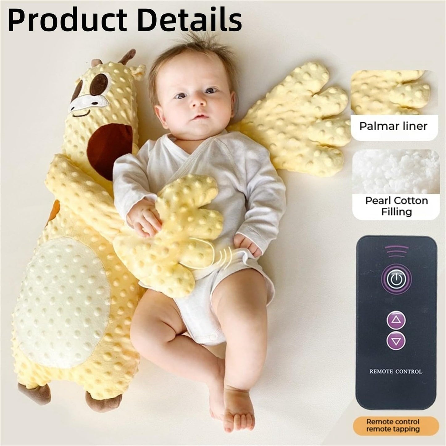 Baby Patter for Sleep, Baby Startle Prevention Sleep Aid Companion, Third Gear Adjustable Simulation of Mother's Automatic Palm Slapping Toddler Pillows, for Baby Butt Patter for Sleep 23in (Yellow)