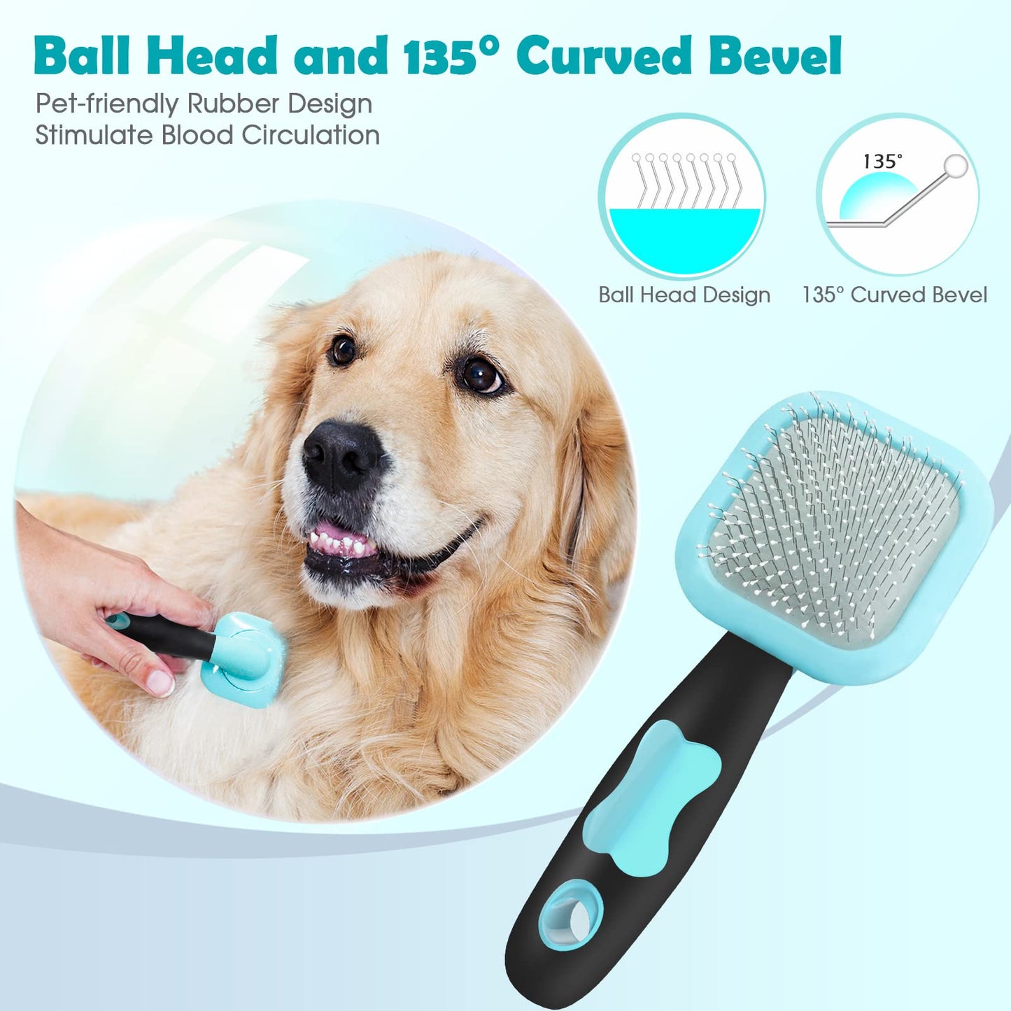 Cepillo Slicker PETPAWJOY Azul para Mascotas Pequeñas y Gatos