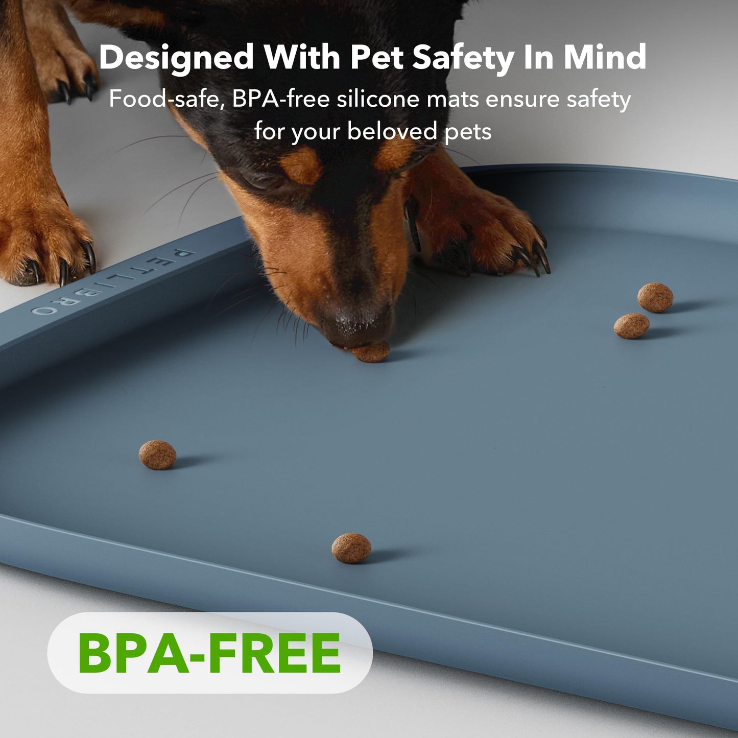 Tapete de Silicona PETLIBRO Gris con Borde Elevado para Alimentos de Mascotas