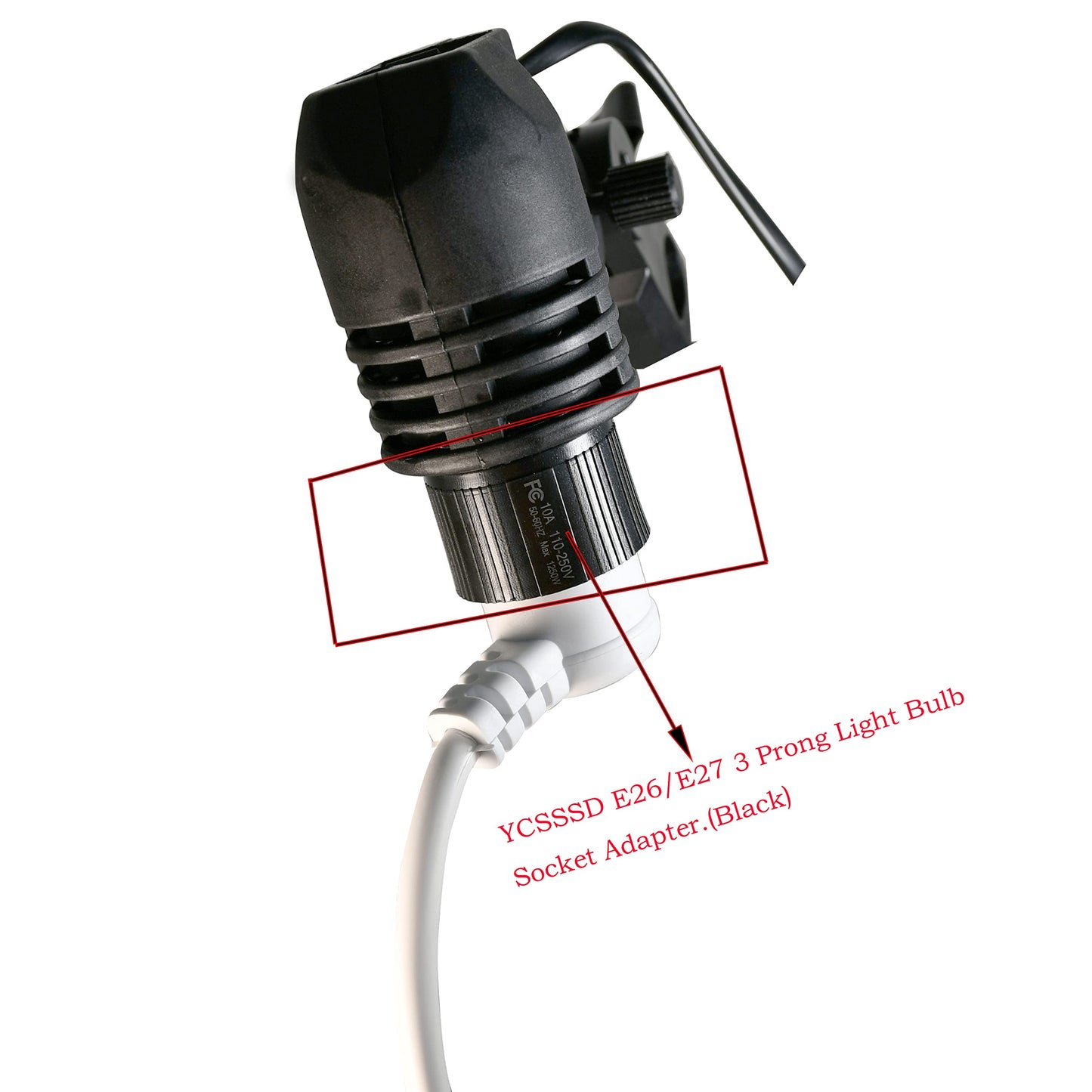 Adaptador de Enchufe de Foco YCSSSD Negro Convertidor de 3 Puntas para Porche y Patio