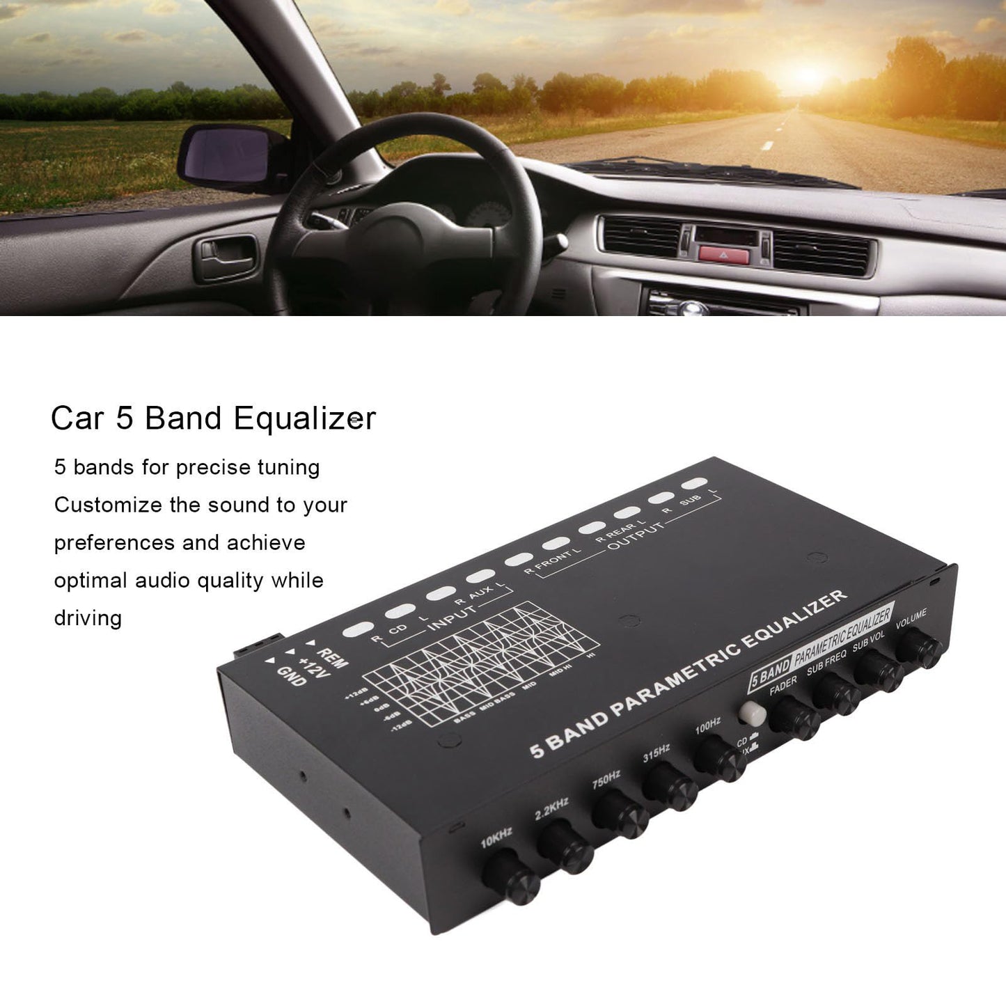 Fydun Ecualizador de Audio, Procesador de Audio Digital Ecualizadores Ajustable 5 Bandas Sintonización Precisa EQ Amplificador Crossover Ecualizador Gráfico