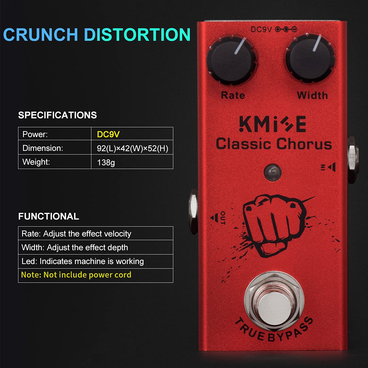 lotmusic Pedal de efectos de guitarra eléctrica Mini tipo único DC 9V True Bypass (Classic Chorus)