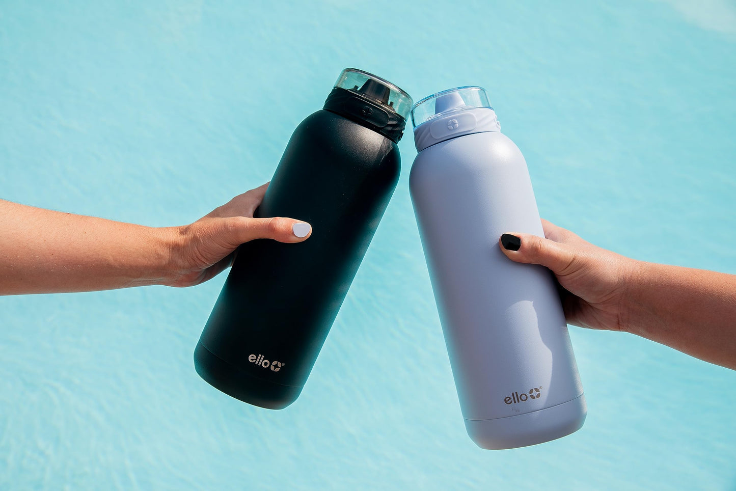 Botella de Agua Ello Cooper Acero Inoxidable Azul con Popote y Asa de Transporte a Prueba de Fugas