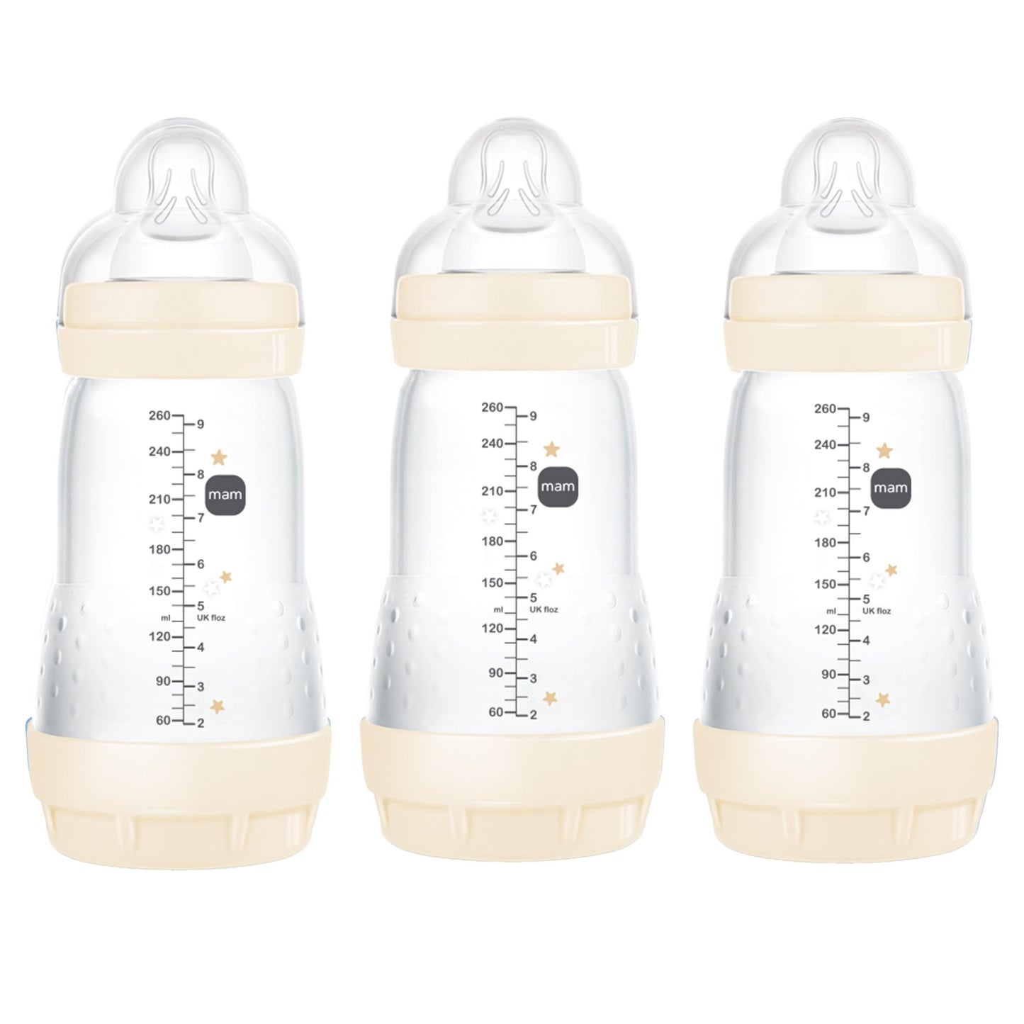 MAM Baby Bottles for Breastfed Babies, MAM Bottles Anti Colic, Unisex, 9 Ounces, 3-Count