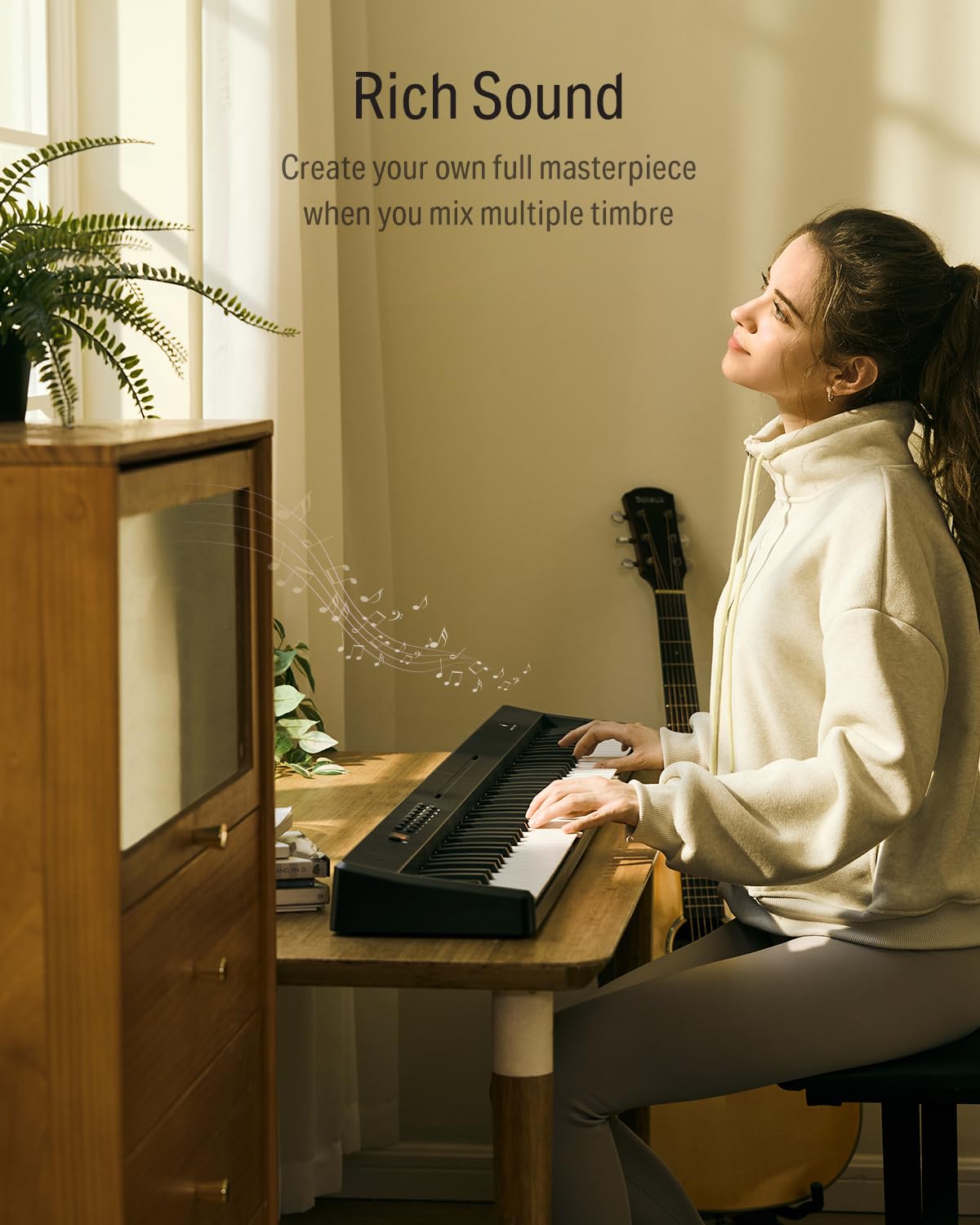 Donner DP-10 Teclado de Piano Portátil de 88 Teclas para Principiantes, Teclado de Piano Plegable Bluetooth con Teclado de Tamaño Completo de 88 Teclas, Acorde, Grabación, Paquete de Piano Digital