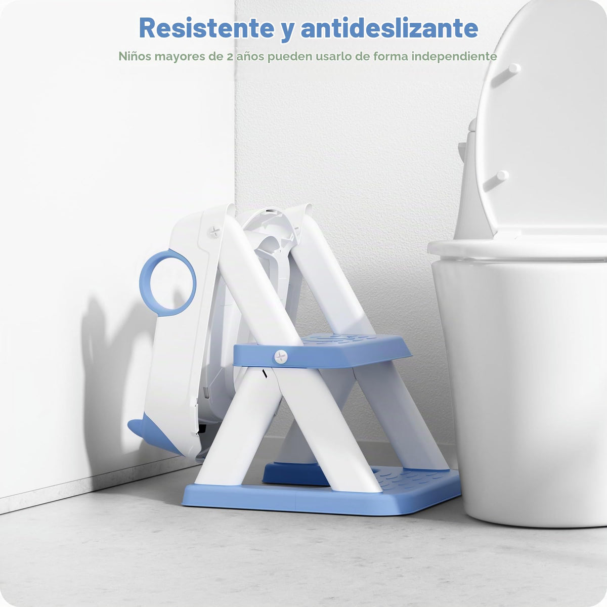 RABB 1er asiento de entrenamiento para ir al baño, inodoro 2 en 1 para niños y niñas, protector contra salpicaduras antideslizante azul