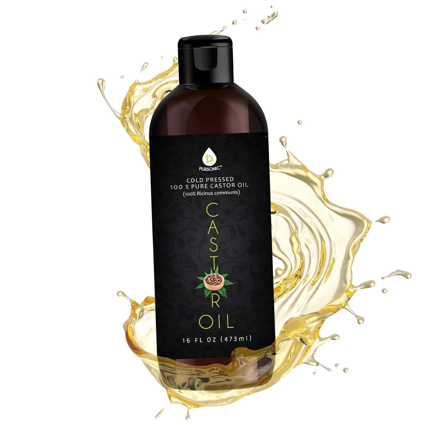 Aceite Orgánico de Ricino Puro 16 oz Crecimiento Capilar y Piel Nutrida Prensado en Frío Sin Hexano para Cabello y Piel Seca