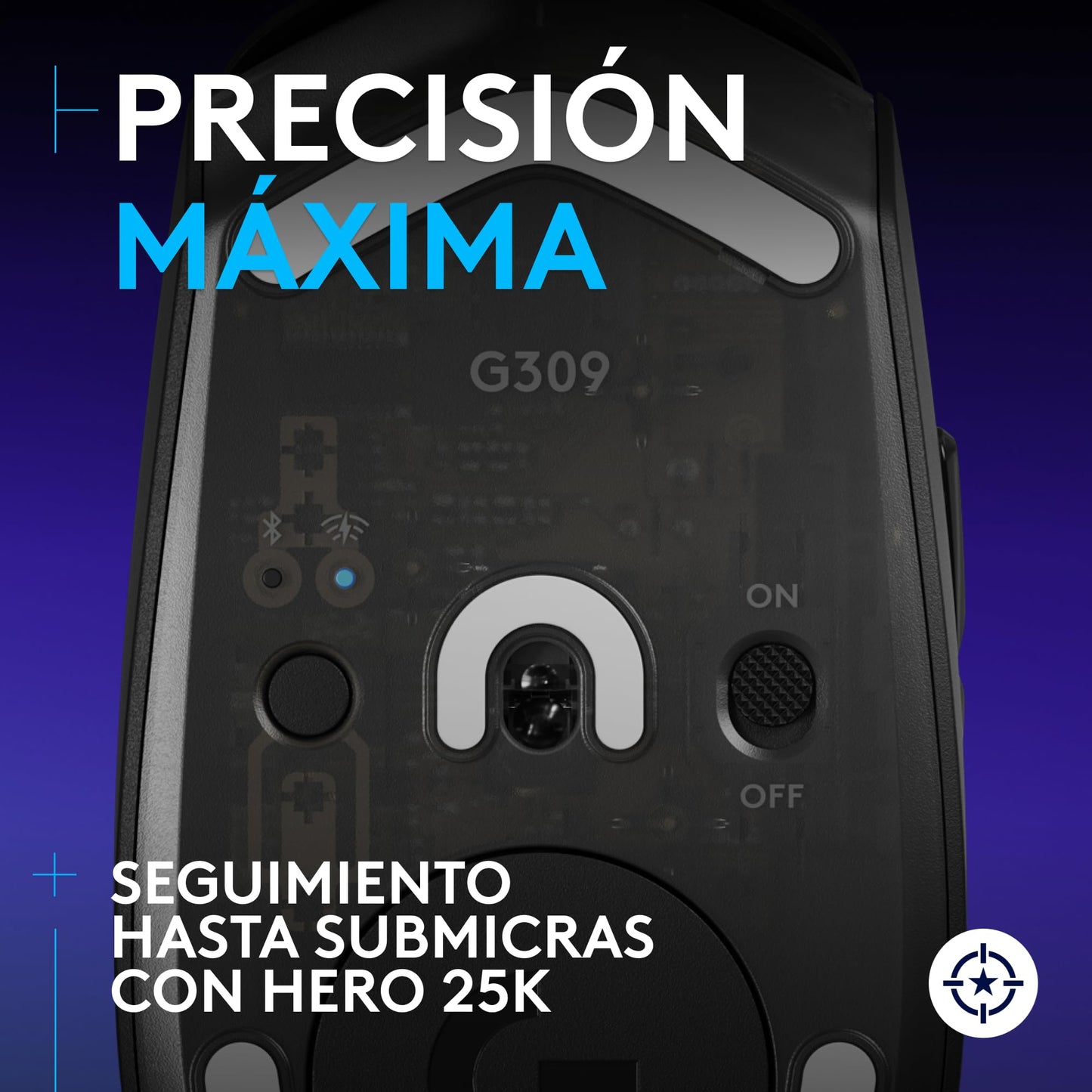 Logitech G309 Mouse inalámbrico Lightspeed para Juegos, Ligero, interruptores híbridos LIGHTFORCE, Sensor Hero 25K, 300+ Horas con una batería AA, 6 Botones programables, PC y Mac - Negro