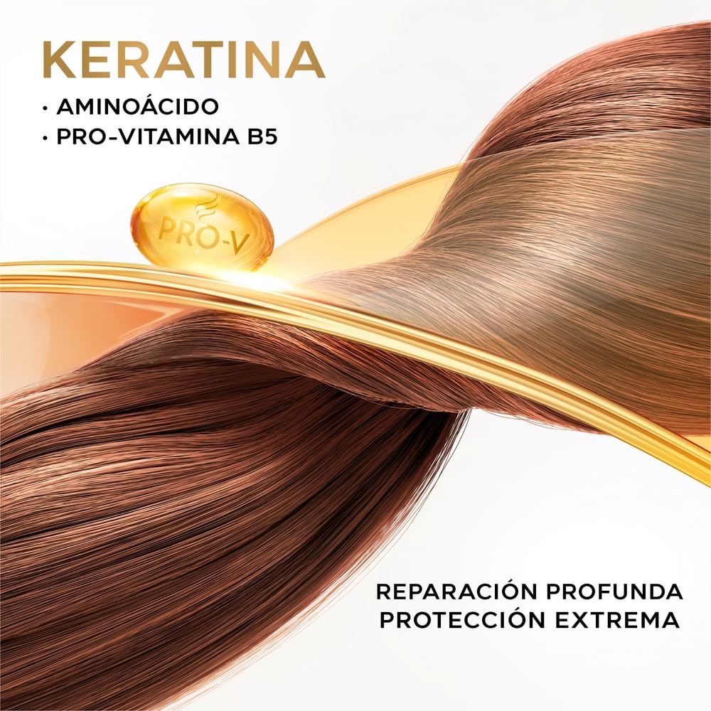 Shampoo sin sal' cabello seco Pantene Keratina con Pro Vitamina B5 2 Unidades de 510 ml c/u