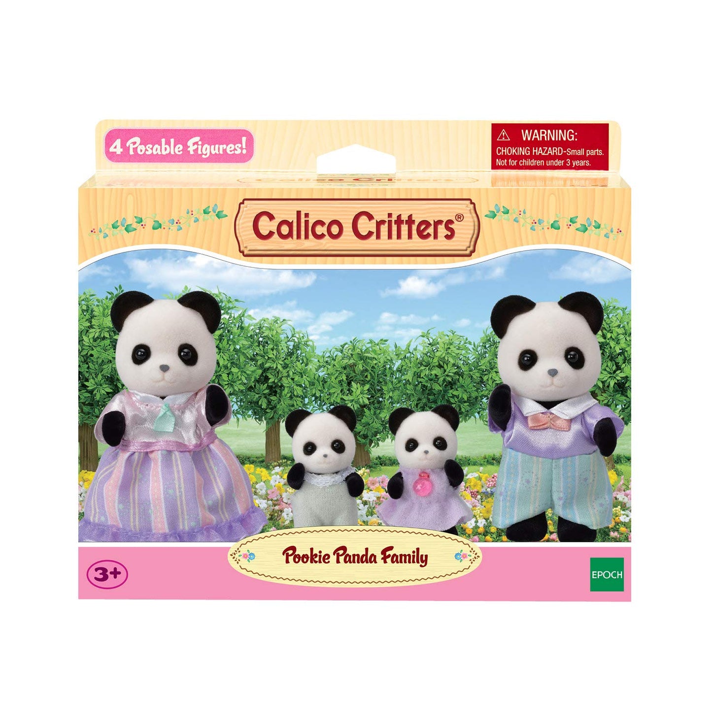 Calico Critters Pookie Panda Family, muñecas, Cifras de casa de muñecas, Juguetes coleccionables con 4 Cifras Incluidas