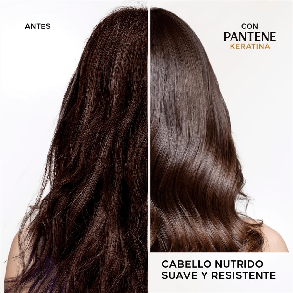 Shampoo sin sal' cabello seco Pantene Keratina con Pro Vitamina B5 2 Unidades de 510 ml c/u
