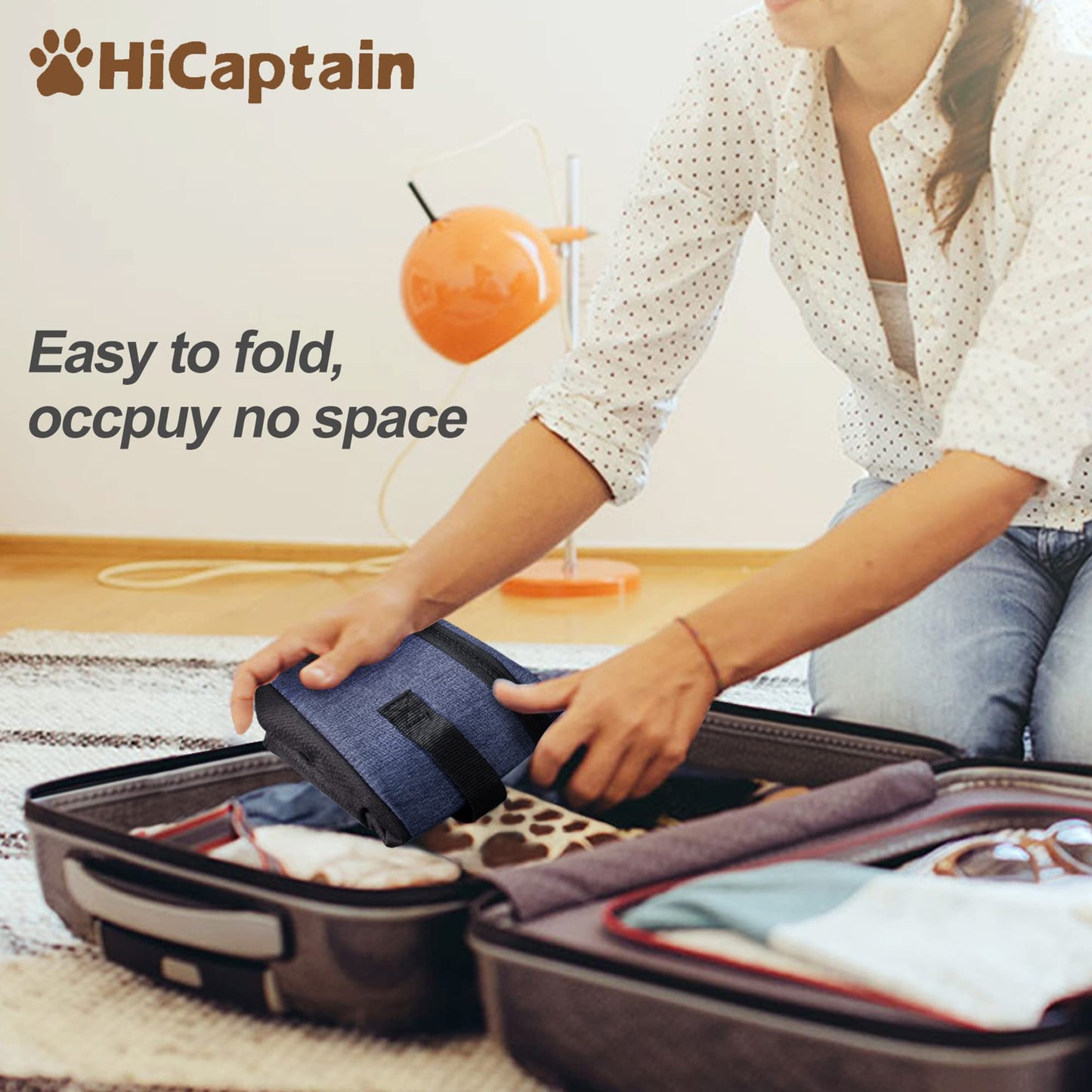 HiCaptain - Caja de arena para gatos de viaje con tapa y asa, portátil, portátil, plegable, para gatos (L, negro/gris)