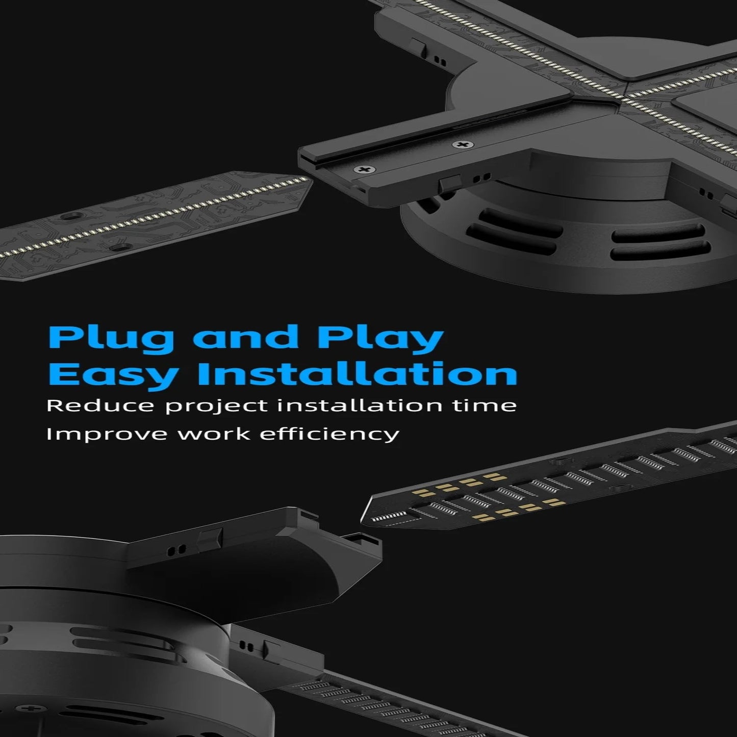 GIWOX Holo65 - Proyector holográfico, ventilador con holograma 3D, 25.6 pulgadas, tamaño grande 960P de pixel alto, 960 cuentas LED, compatible con audio, proyector holográfico de video de publicidad a simple vista, perfecto para exhibición de ferias come