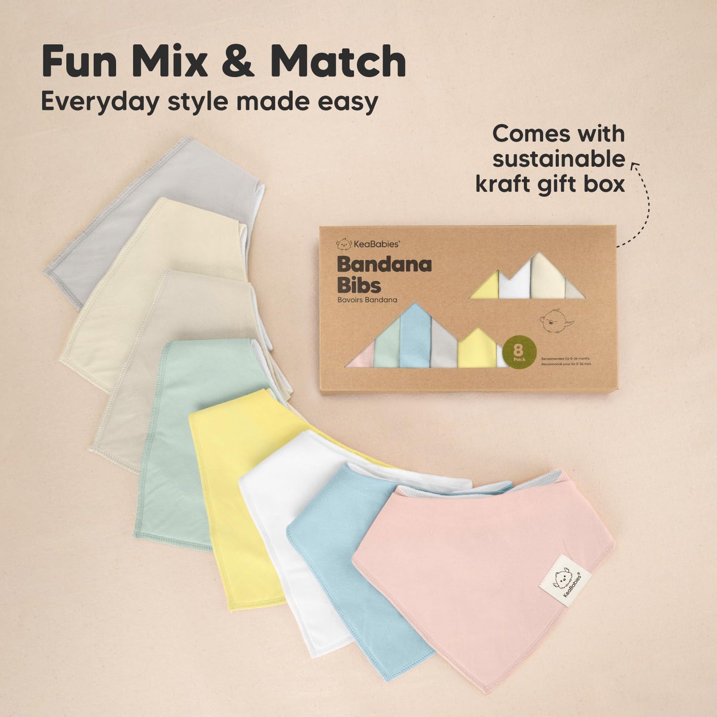 KeaBabies - Paquete de 8 baberos orgánicos para niñas - Baberos triangulares súper absorbentes para bebés babeos y dentición, 100% algodón extra suave para recién nacido, bebé de 0 a 36 meses