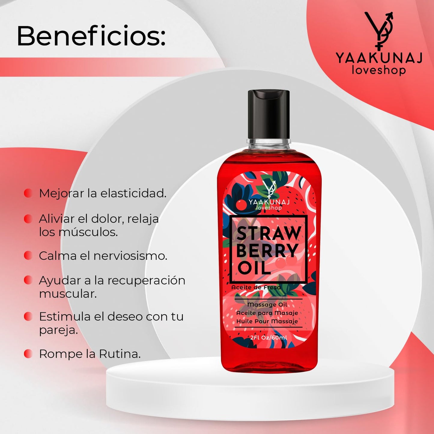 Aceite Para Masaje Yaakunaj Loveshop Fresa Comestible