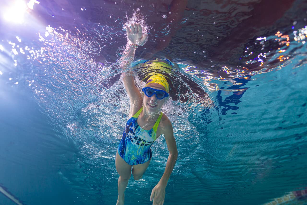 Arena The One Mask Jr - anteojos de natación Juveniles para niños y niñas, Transparente/Azul Claro
