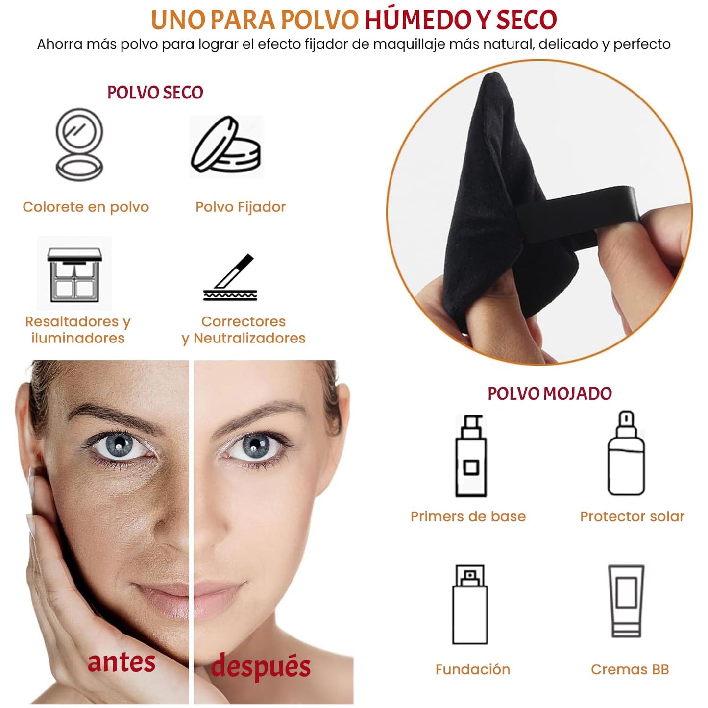 Set de 12 Esponjas para Maquillaje, Beauty Blenders y Aplicadores Mini para Polvo Facial y Base Líquida (Rosa-02)