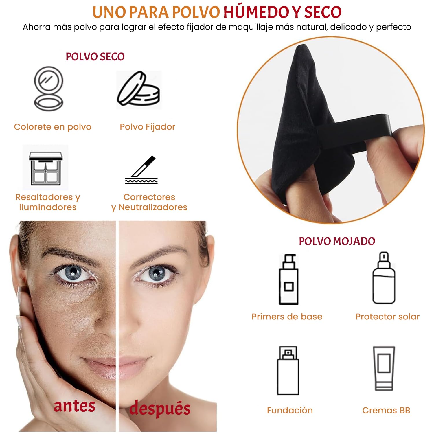 Set de 12 Esponjas para Maquillaje, Beauty Blenders y Aplicadores Mini para Polvo Facial y Base Líquida (Rosa-02)