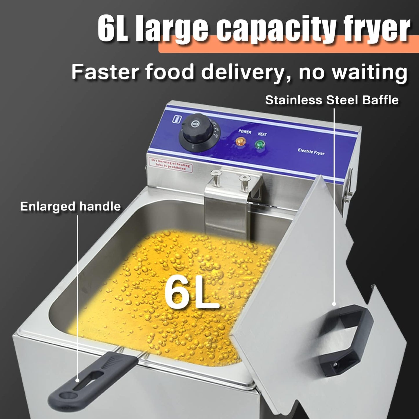 Freidora Eléctrica DULONG Acero Inoxidable Control de Temperatura para Cocina Casera