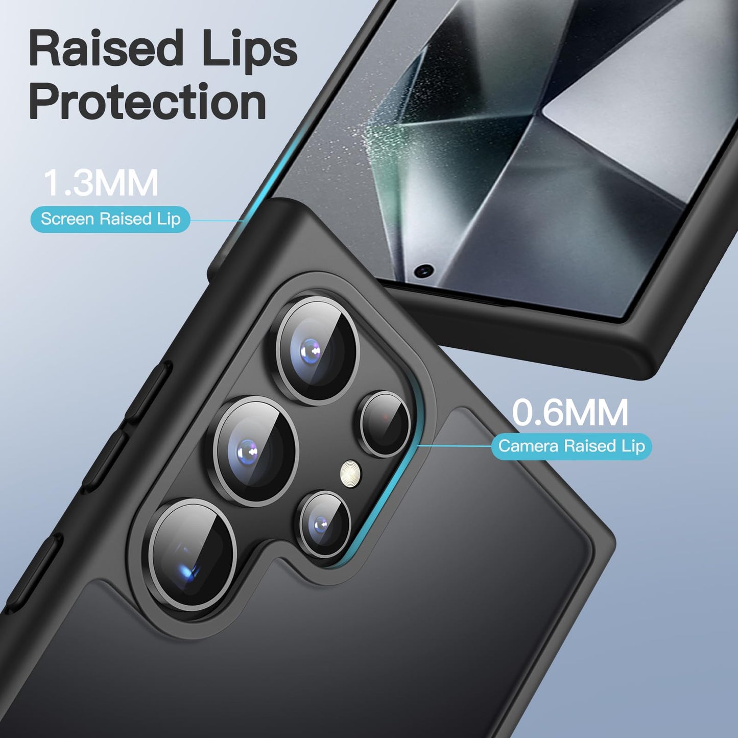JETech Funda Mate para Samsung Galaxy S24 Ultra 5G, Carcasa Fina Trasera Translúcida Esmerilada, Antihuellas (Negro)