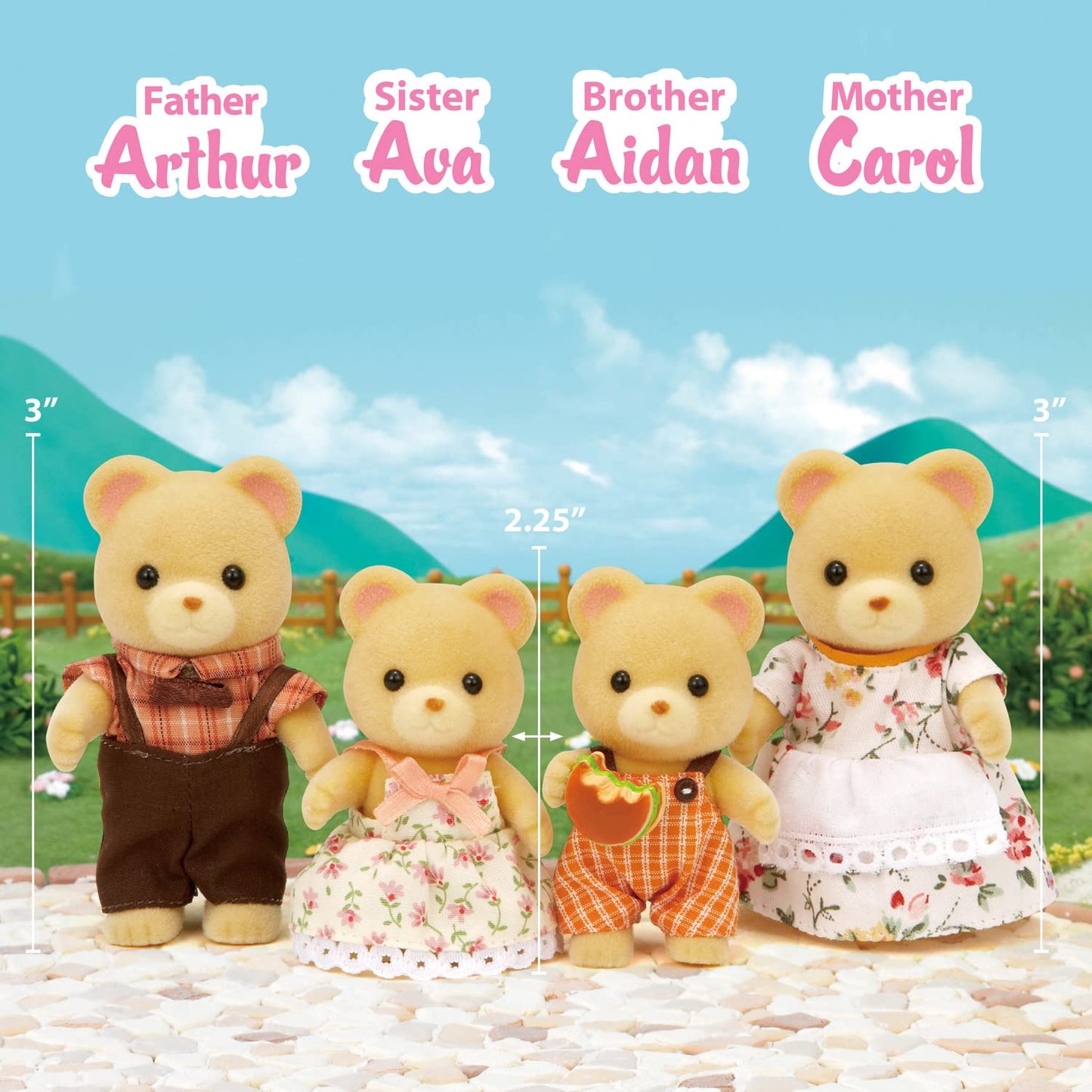 Calico Critters Cuddle Bear Family, muñecas, Cifras de casa de muñecas, Juguetes coleccionables, 4 Unidades