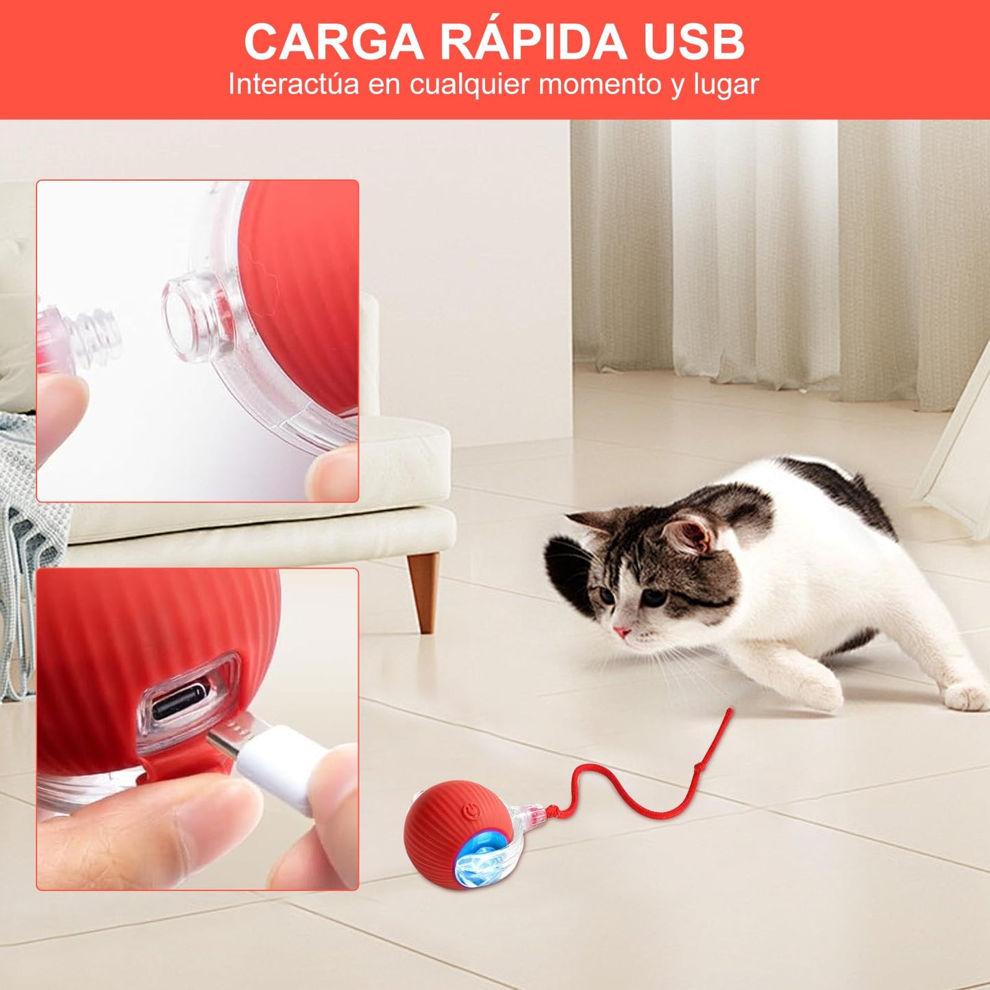 CAVIGLTE Pelota para Perro, 2PCS Recargable Pelotas para Perro, Pelota Interactiva para Perro, Pelota Perro, Pelota Interactiva para Gato, Bola Interactiva para Perros con 3 Modos de Luz