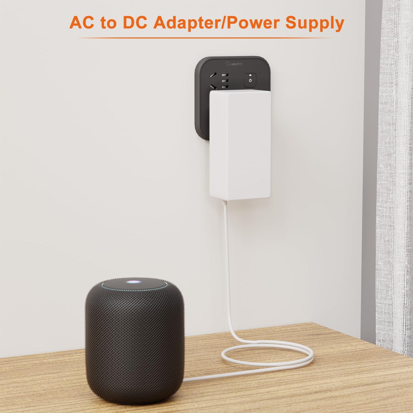 Adaptador de Fuente de Alimentación DC24 2A 48W MIWISE Blanco Convertidor AC a DC para COB LED Strip y Cámara CCTV Enchufe de EE. UU.