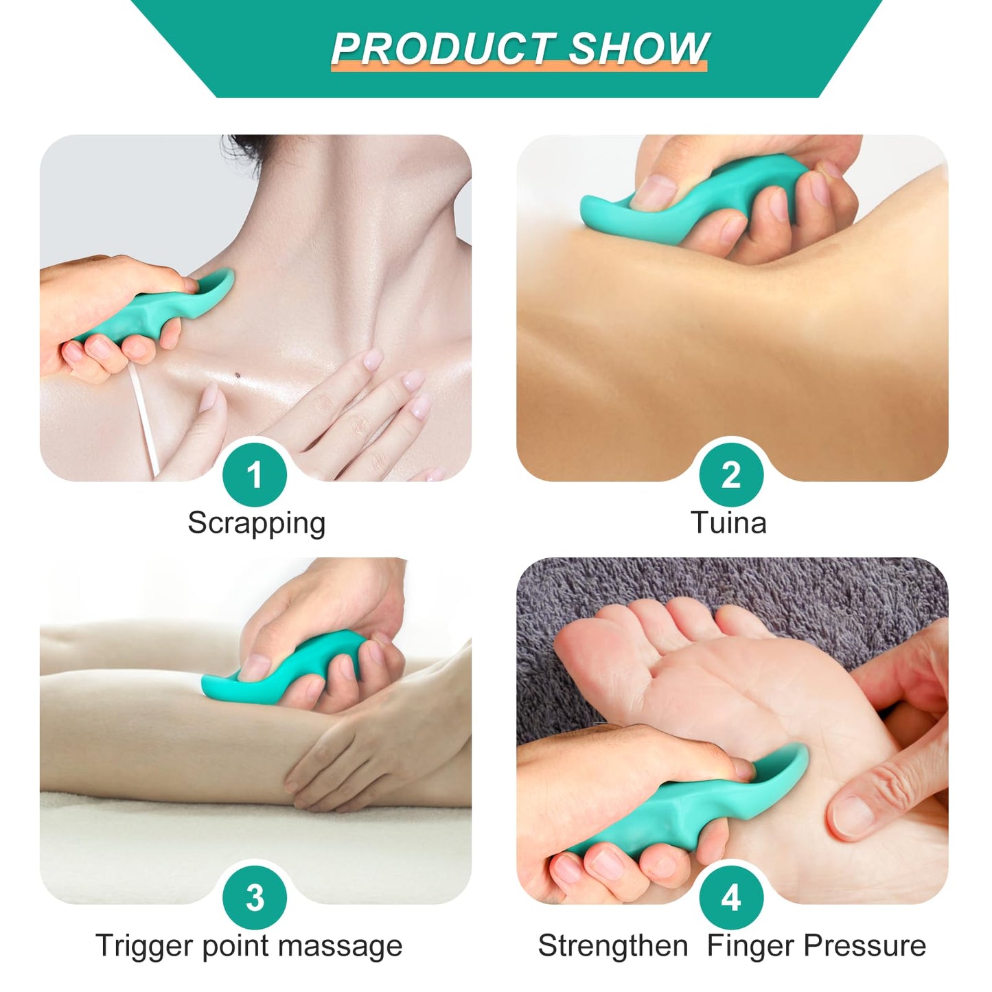 Aivwis - Herramienta de masaje para ahorrador de pulgar, herramienta manual de 3 patas para tejido profundo, juego de masaje 3 en 1 con perillas ergonómicas, recuperación muscular, alivio del estrés y