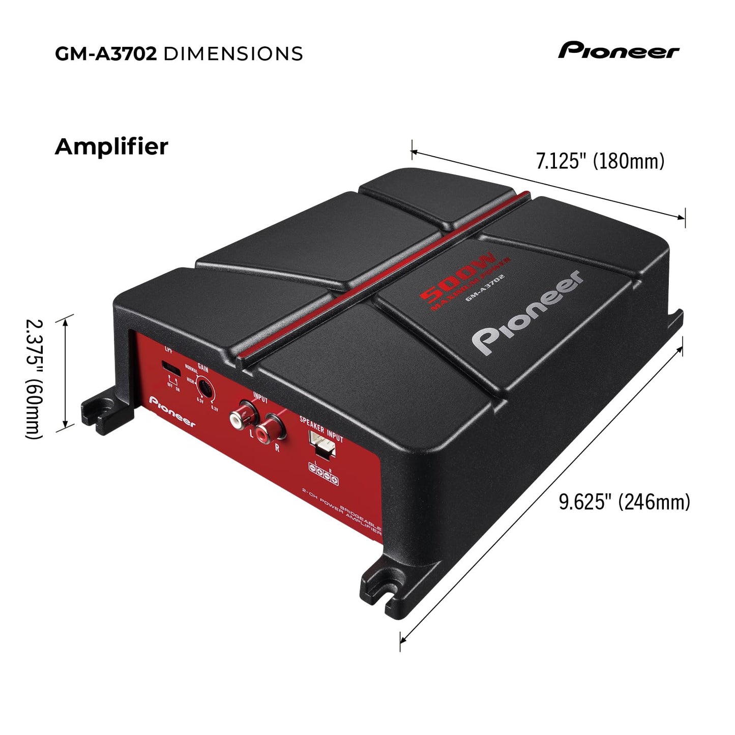 Amplificador Puenteable Pioneer GM-A3702 negro rojo