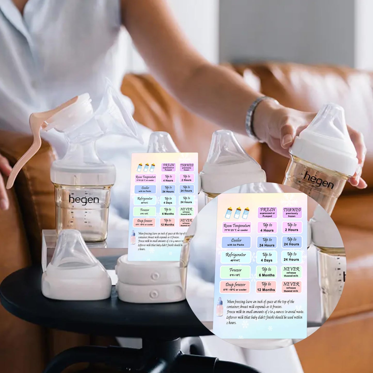 Guía de almacenamiento de leche materna, tarjeta magnética, guía de almacenamiento de leche materna, tarjeta magnética, 2 unidades, tabla de conversión de leche materna, refrigerador congelador,