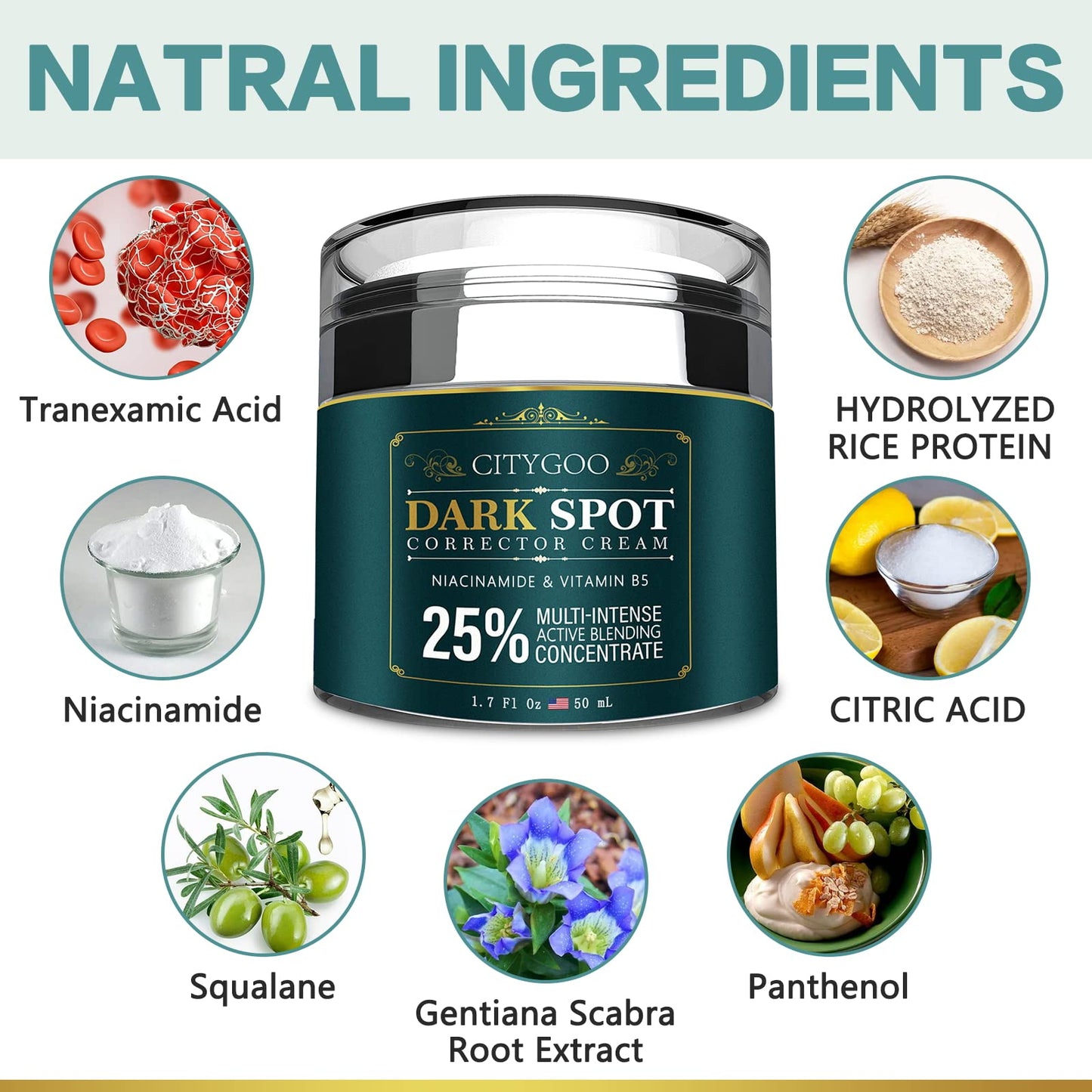 CITYGOO - Eliminador de manchas oscuras para el rostro y cuerpo: crema correctora de manchas oscuras con ingredientes naturales y efectivos para una piel radiante