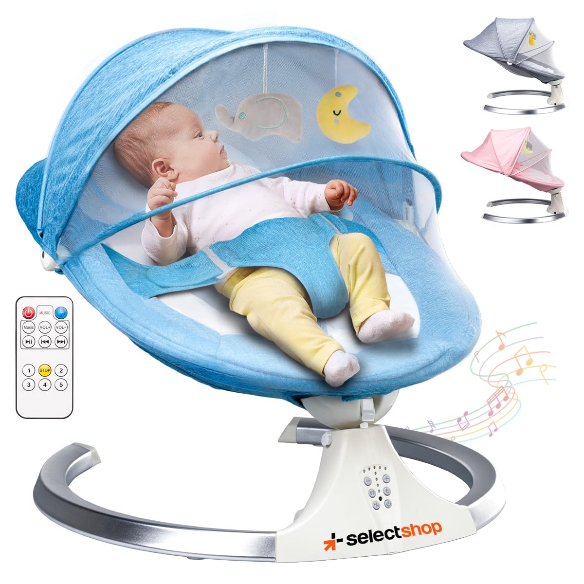 Mecedora Eléctrica SELECTSHOP Azul Multifuncional para Bebé