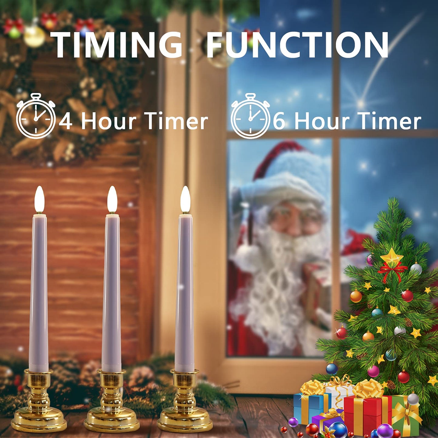 Juego de Velas LED 3D MIXALY Blancas con Temporizador y Candelabros Extraíbles