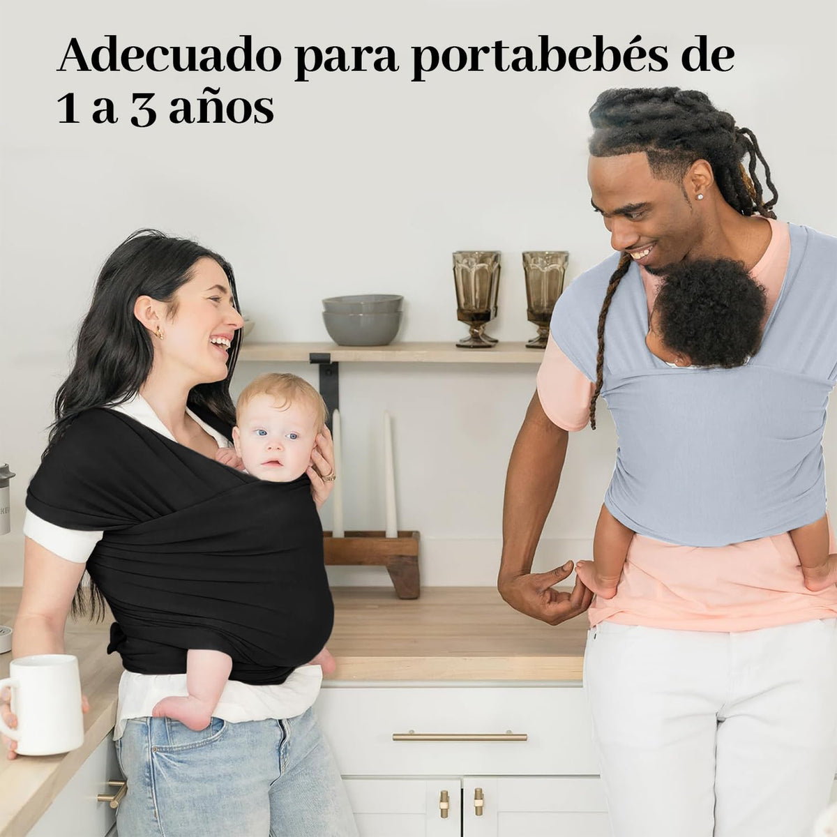 Fular Ergonómico para Bebé, Fular portabebés elástico todo en 1, Fular para bebé, Transpirable Fresco, Hasta 10Kg, para mamás y papás, regalo perfecto para viajar(Negro)