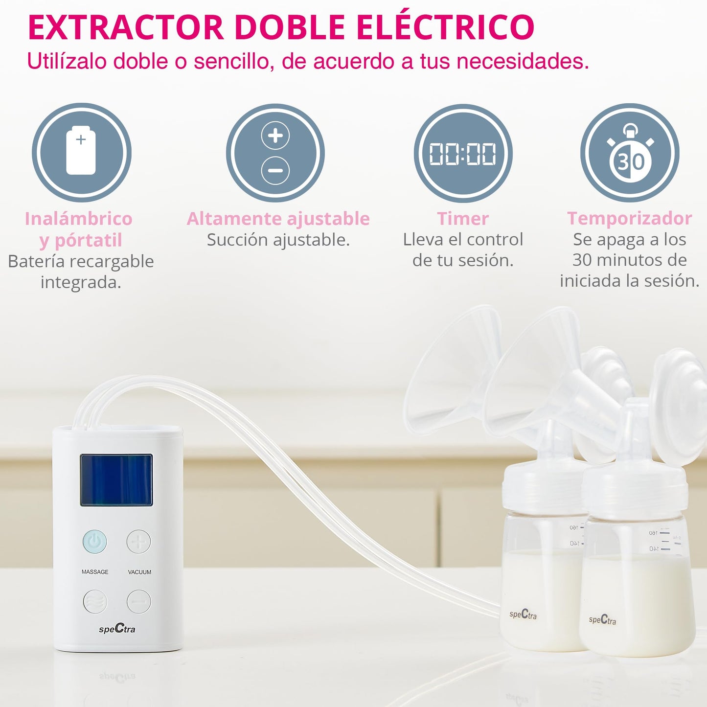Extractor de Leche Eléctrico Doble Portátil Spectra 9 Plus Original con Bolsa Hielera y Batería Recargable