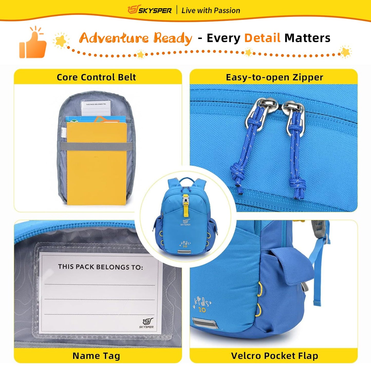 Mochila SKSPER Azul Cielo de 10 l para Niños y Niñas