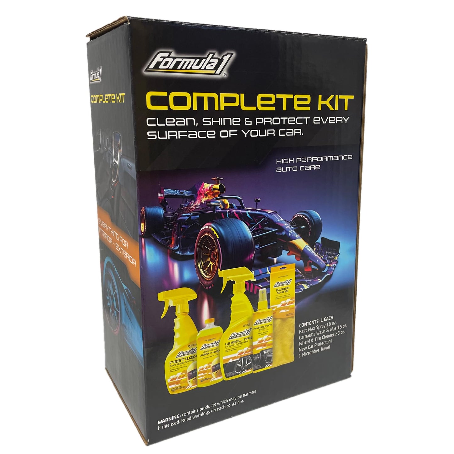 Formula 1, Kit Completo Cuidado del Auto, Limpieza Exterior e Interior, 645100, 5 Piezas