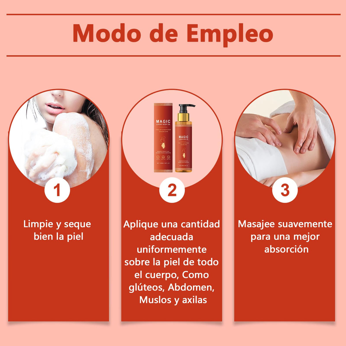 3Pcs Magic Body Oil, Aceite Hidratante y Reafirmante, Con Vitamina E, Aceite de Rosa Mosqueta y Aceite de Almendras, Rellena, Reafirma e Hidrata la Piel de Brazos, Escote, Muslos y Abdomen