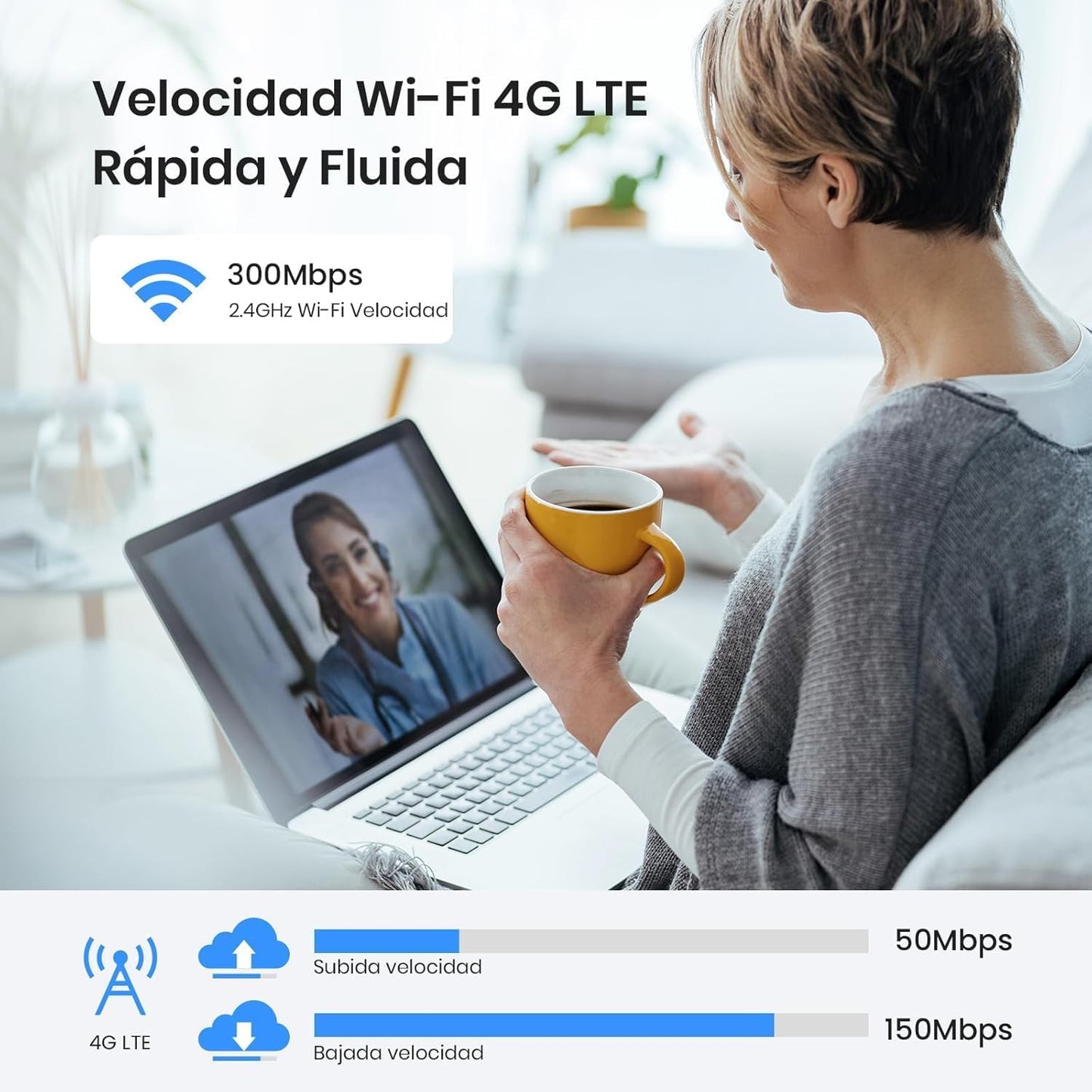 Tenda 4G03 Pro Router 4G LTE Portátil | WiFi 300Mbps + Puerto LAN/WAN | Plug & Play, Compatible con Operadores Múltiples