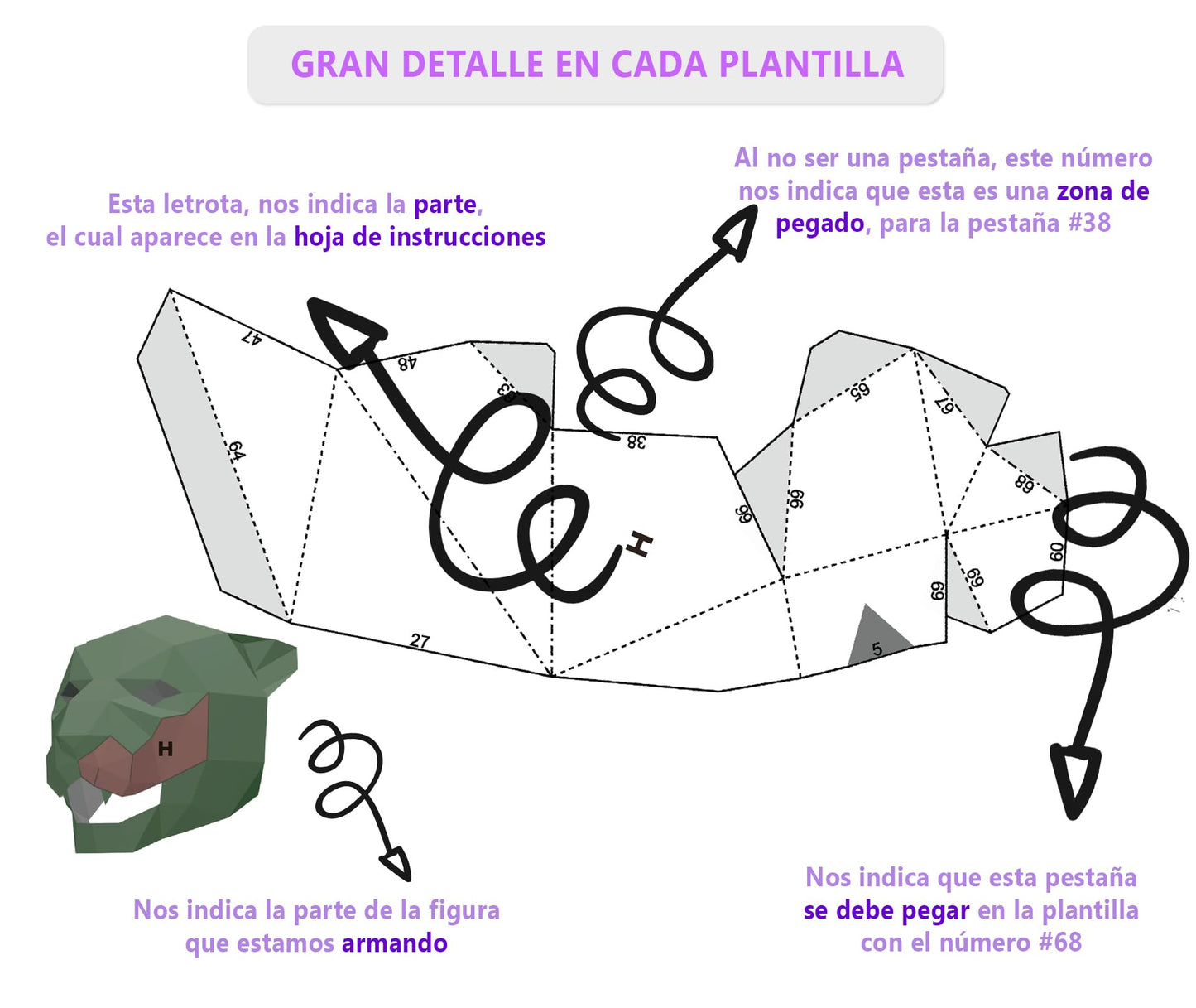 La Pintación - Máscara para Fiesta de Halloween para Adultos, Disfraz Sexy de Pantera Negra, Figura de Papercraft 3D de Terror, Kit de Hojas de Papiroflexia, Origami para Armar Cosplay