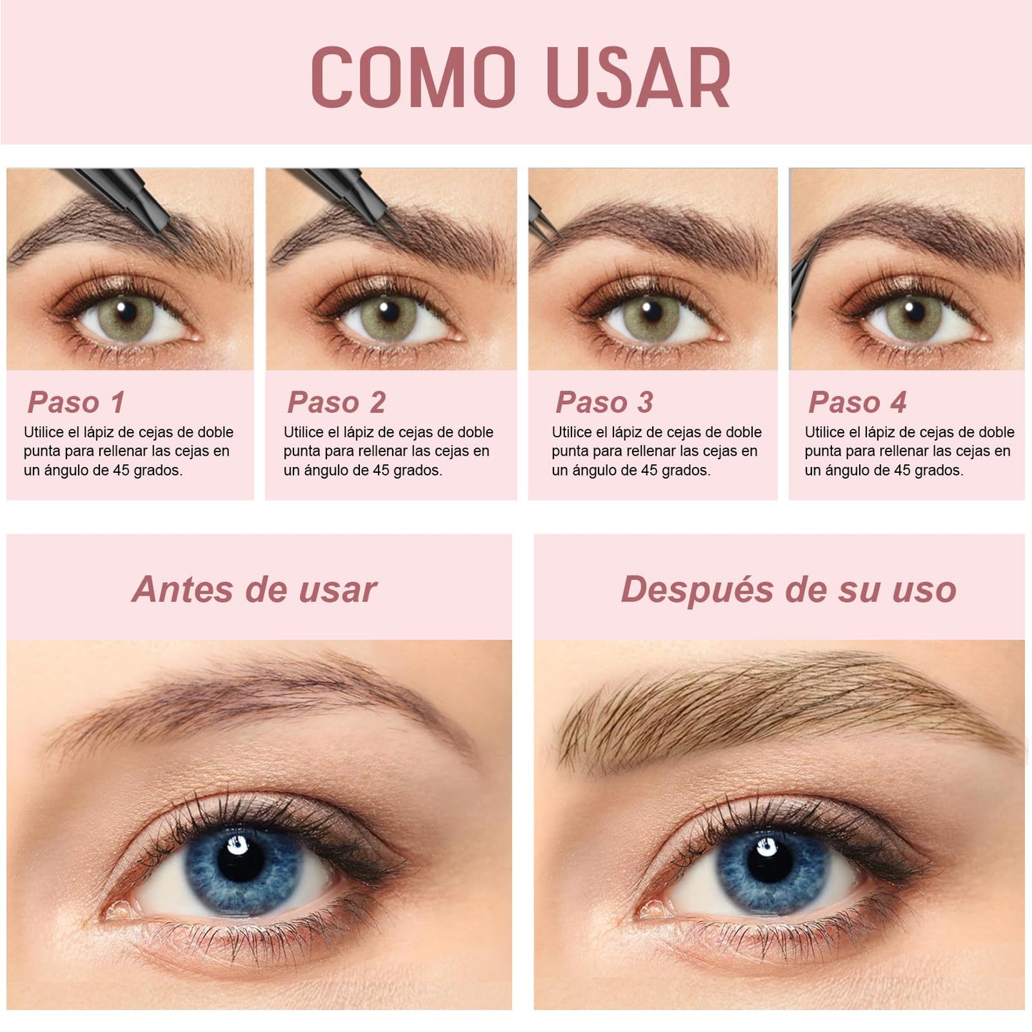 LEKOU Liquid Eyebrow Pen, 2 en 1 Dual-Ended Eyebrow Pencil, Lapiz de Cejas Larga Duracion 3D Waterproof, Plumín de Cejas Microblading para Delineador Cejas Natural (Marrón Claro)