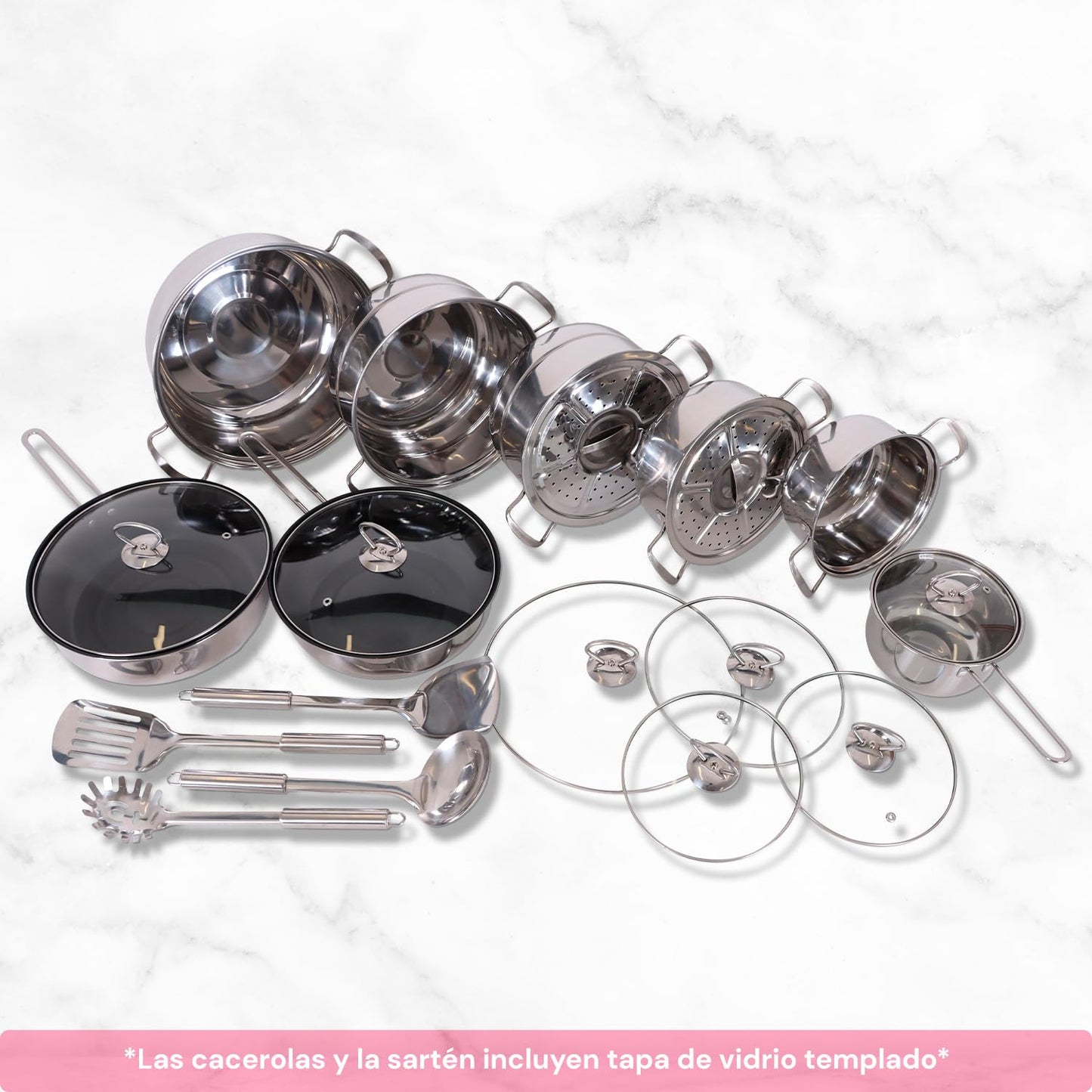 Bateria de Cocina Sofia Inox Acero Inoxidable 18 Piezas