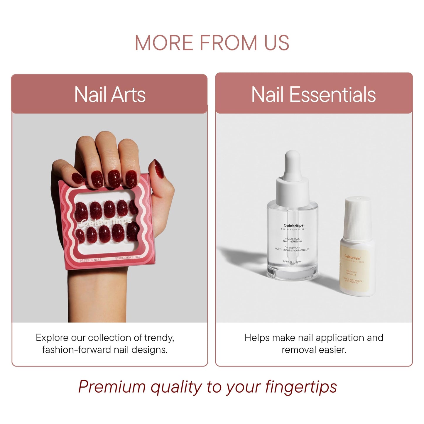 Celebritips Uñas Postizas - Salon U-Ltimate | Sheer Milk, Uñas Almendradas Extra Cortas, Reutilizables | 16 Tamaños - Kit de 32 Uñas con Pegamento Y Pestañas Adhesivas