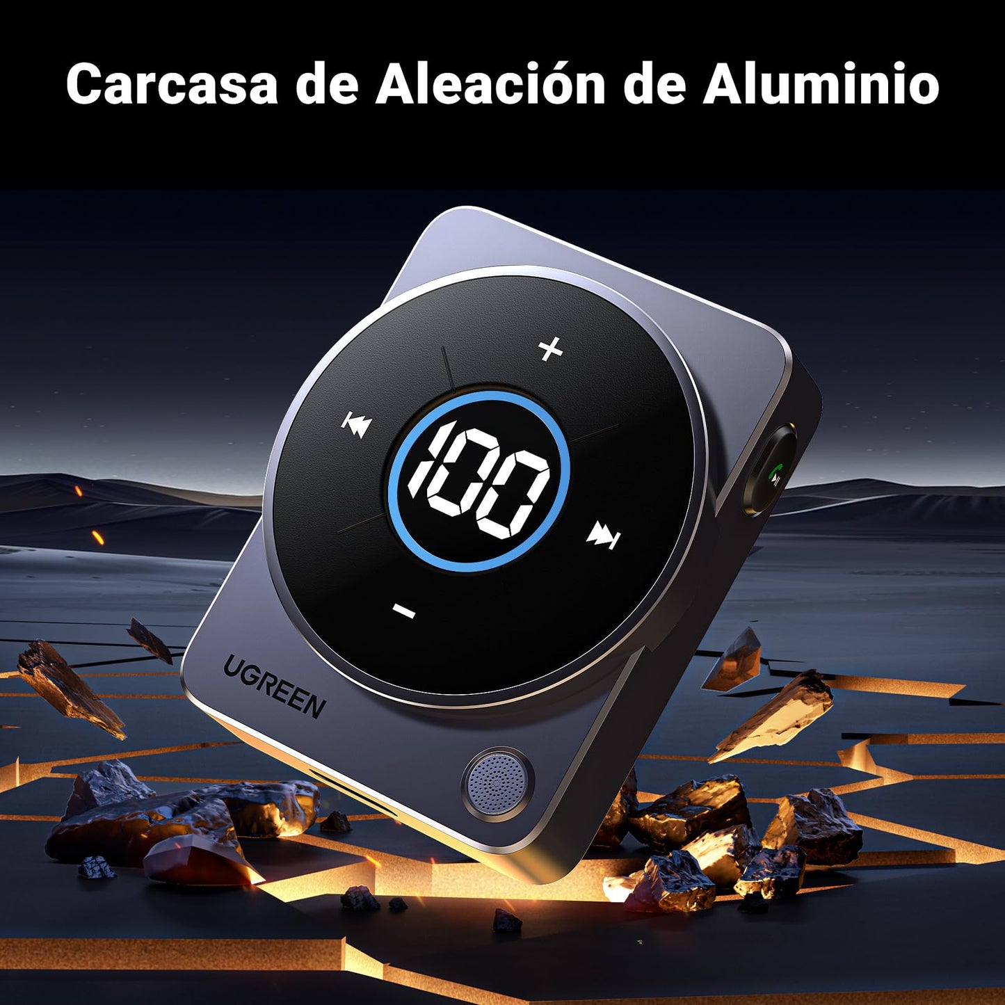 Adaptador Bluetooth UGREEN Azul Pantalla LED para Auto