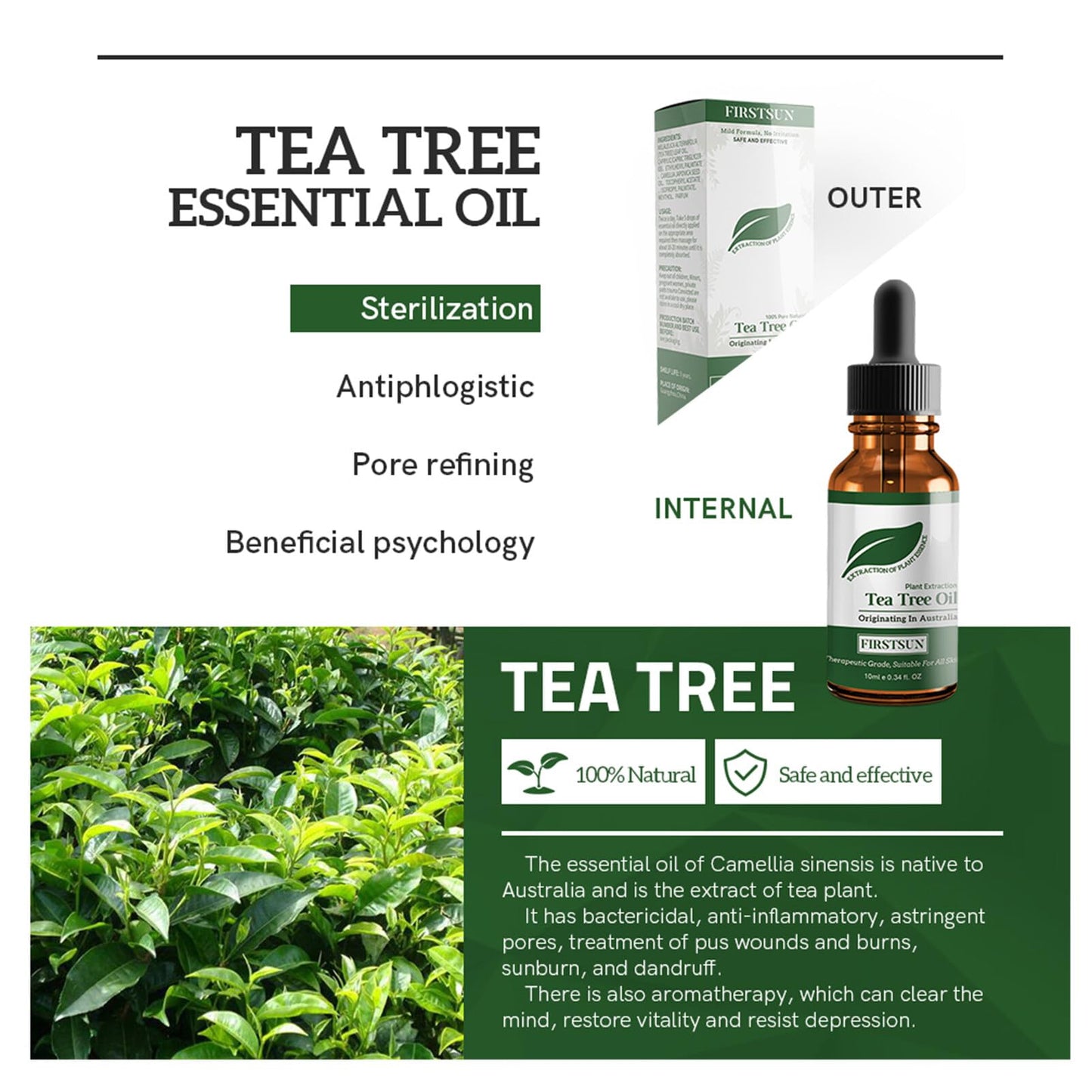 Aceite Esencial Orgánico Antiacné de Árbol de Té - Tratamiento Natural y Efectivo - 10ml