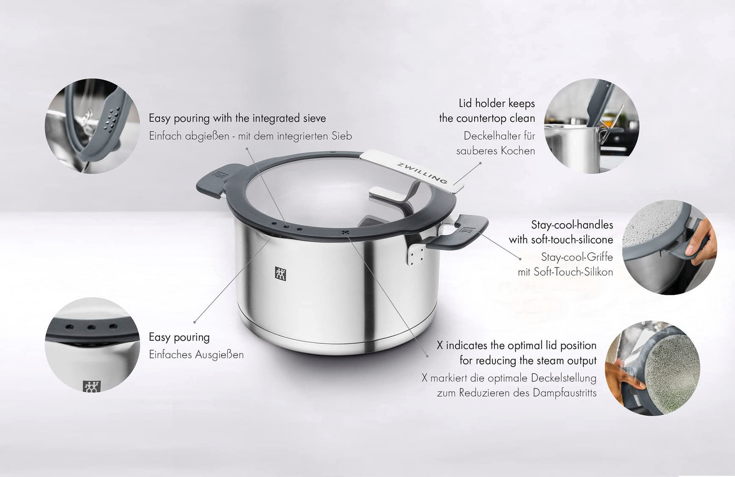 Juego de Utensilios de Cocina ZWILLING Simplify Gris de Acero Inoxidable de Alta Calidad Compatible con Inducción