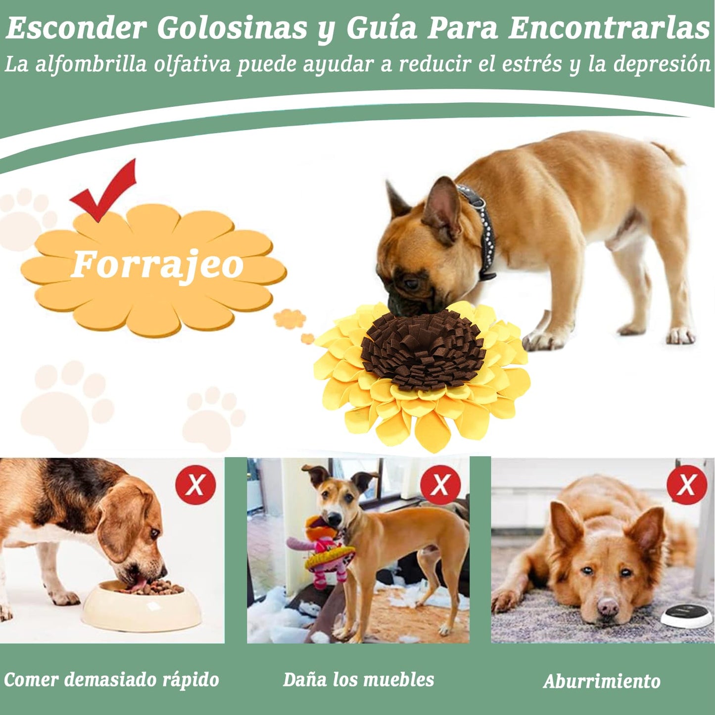 Alfombra Olfato para Perros Snuffle Mat Amarilla Juguete de Entrenamiento Rompecabezas para Mascotas