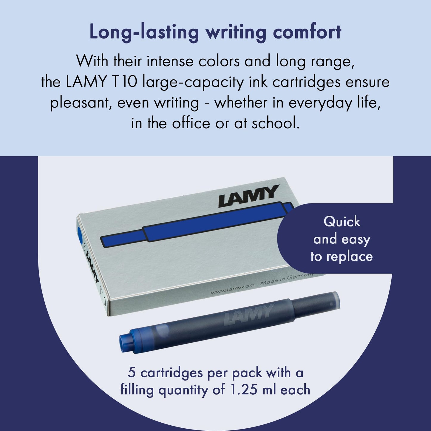 Lamy T10 - Cartuchos de tinta azul (1 paquete con 5 cartuchos)