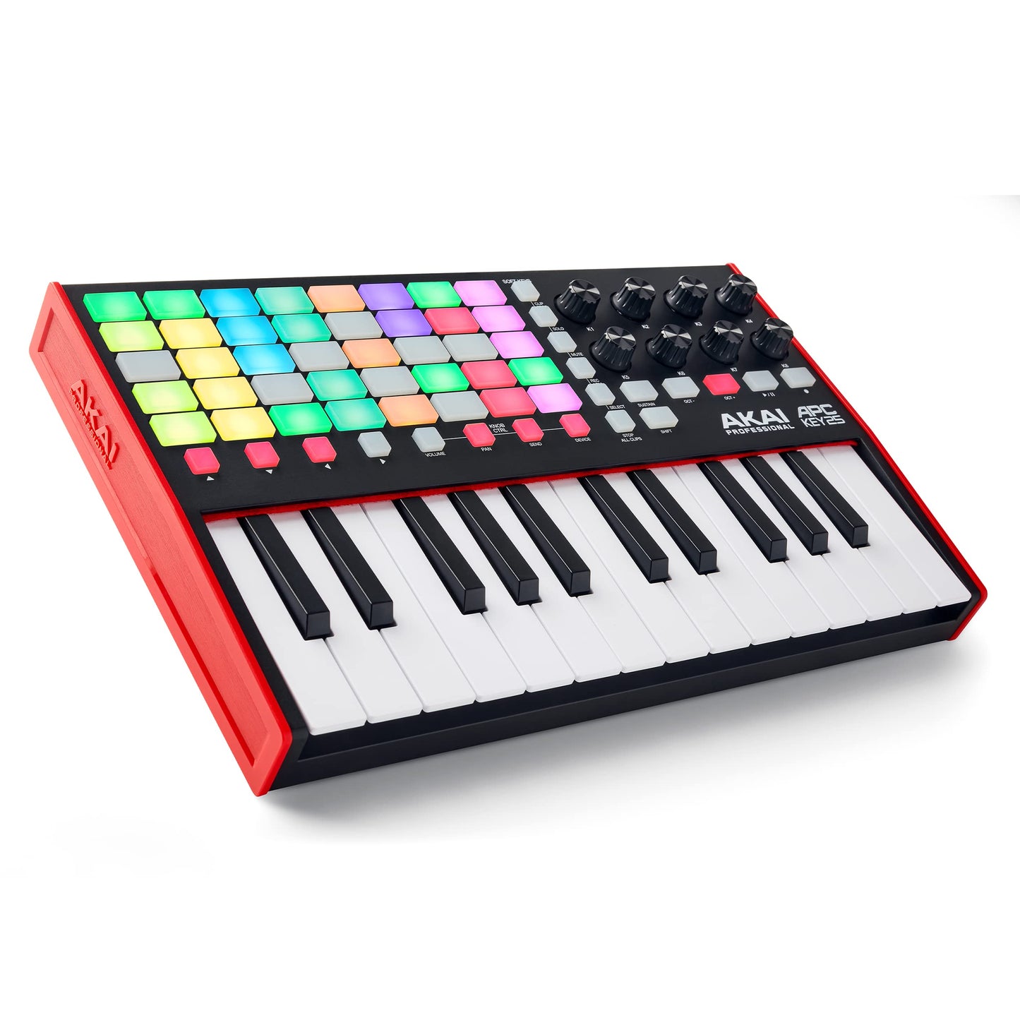Akai Professional APC Key 25 MK2 - driver de teclado MIDI USB de 25 teclas para lanzamiento de clips con Ableton Live Lite, 40 almohadillas para orejas RGB y 8 perillas giratorias